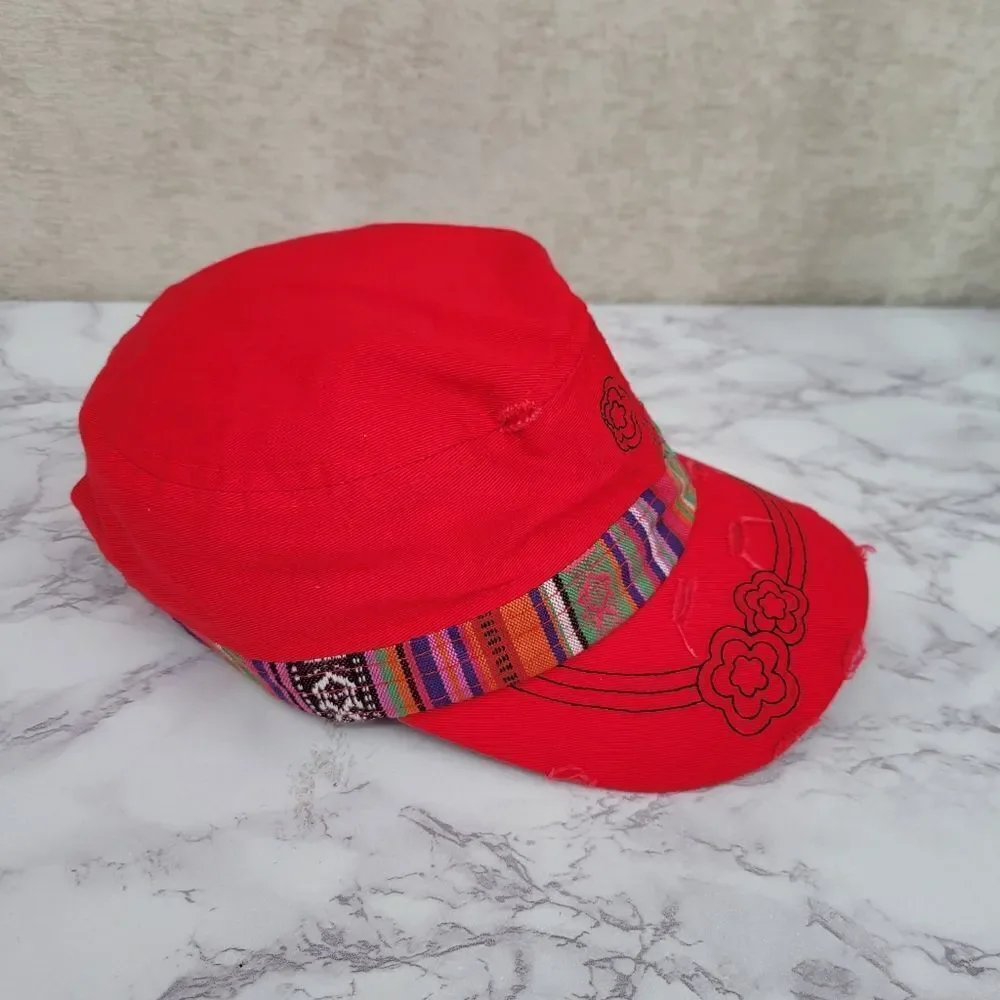 Y2K Red Owl Embroidered Cap Hat Distressed